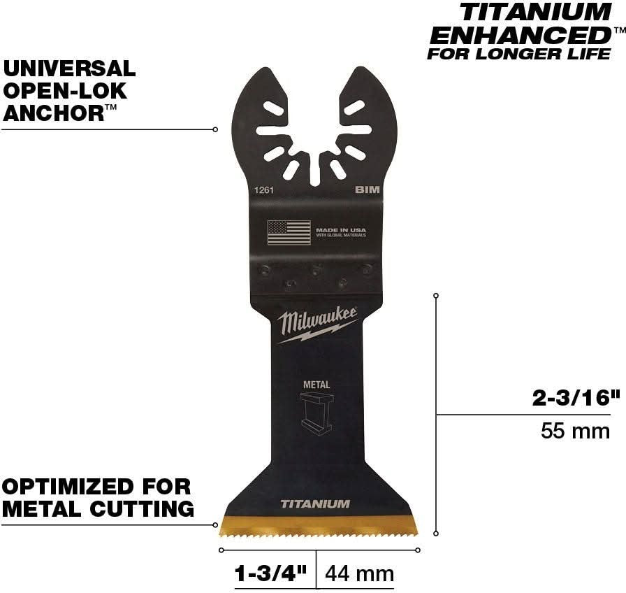 Milwaukee 49-25-1261 Open-Lok 1-3/4-Inch Titanium Enhanced Bi-Metal Metal Blade, 1-Pack