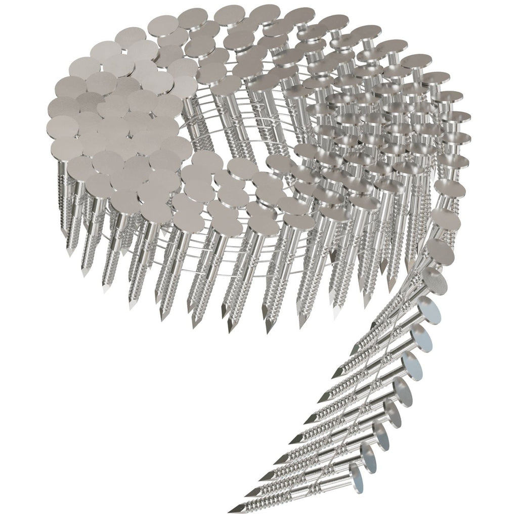 Simpson Strong-Tie S11A150RNJ 15° Wire Coil, Full Round Head, Ring-Shank Roofing Nail, 1-1/2-in. Type 304, 2400-Pack