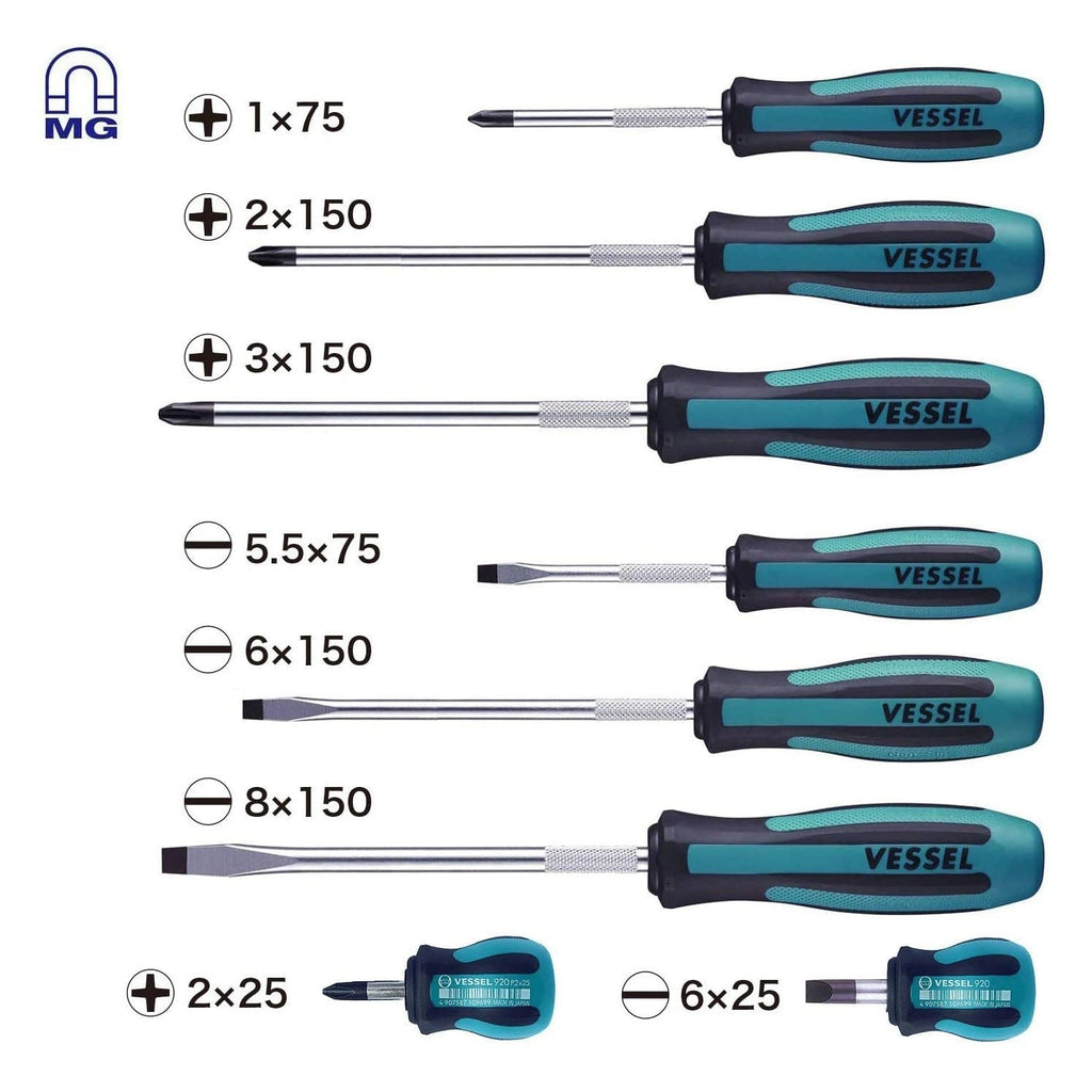 Vessel 9008EVA MEGADORA JAWSFIT Screwdriver 8-Piece Set (9008EVA)