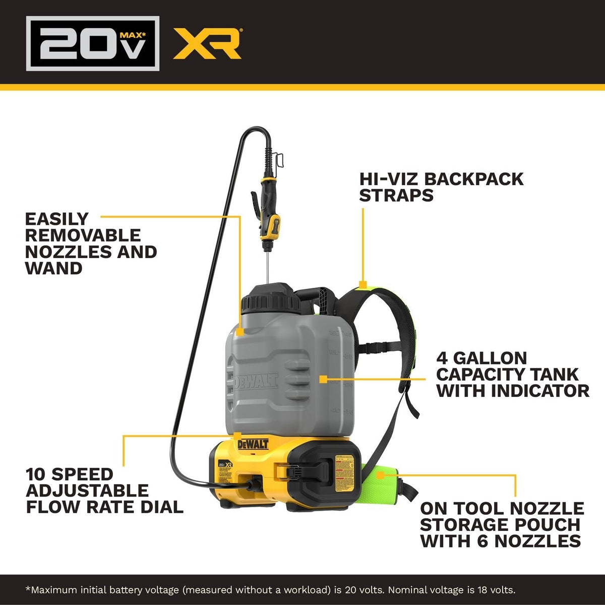 DeWALT DCCS1100B 20V MAX XR Concrete Chemical Sprayer, Tool Only