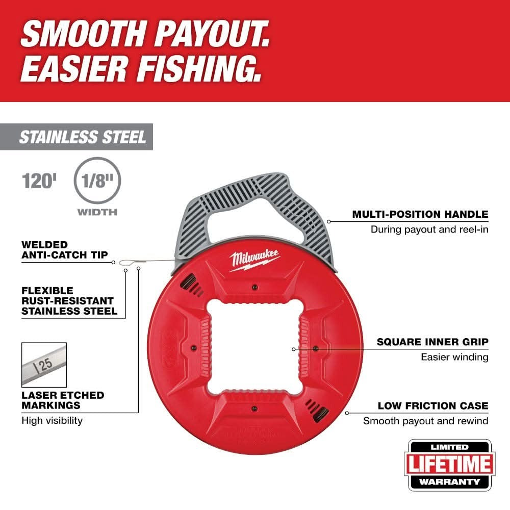 Milwaukee 48-22-4186 120-ft. 1/8-in. Stainless Steel Fish Tape