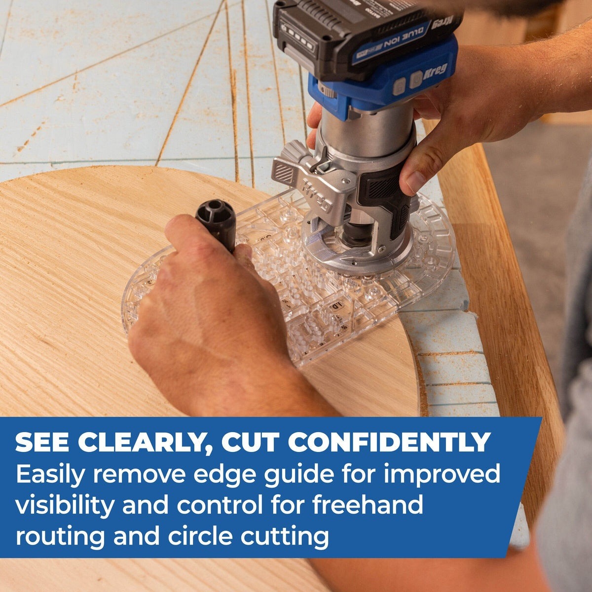 Kreg Trim Router Edge Guide Router Accessory for Dados, Grooves, and Circle Cuts (KRTBP150)