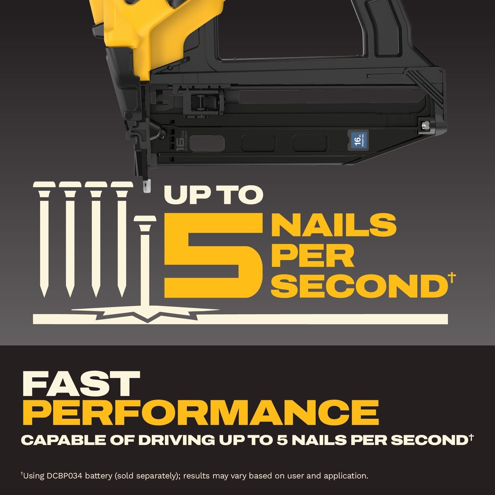DEWALT 20V MAX* XR Cordless 16GA Straight Finish Nailer, Tool Only (DCN220B)