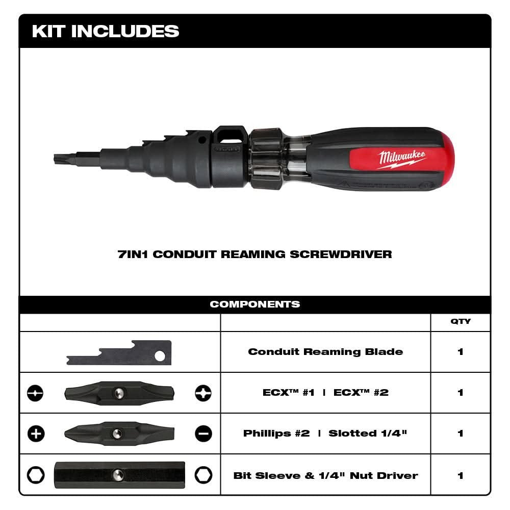 Milwaukee 48-22-2870 7in1 Conduit Reamer with ECX Bit