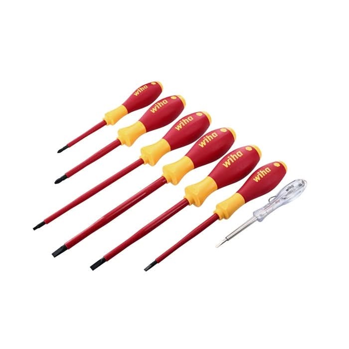 Wiha 32087 7-Piece Insulated SoftFinish Screwdriver and Voltage Detector Set