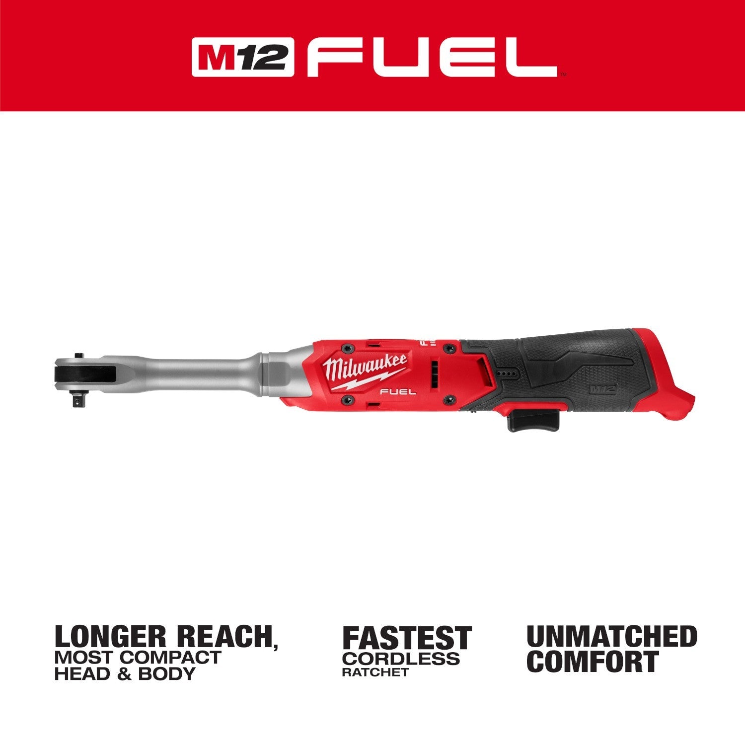 Milwaukee M12 FUEL 1/4-in. Extended Reach Ratchet (3058-20)