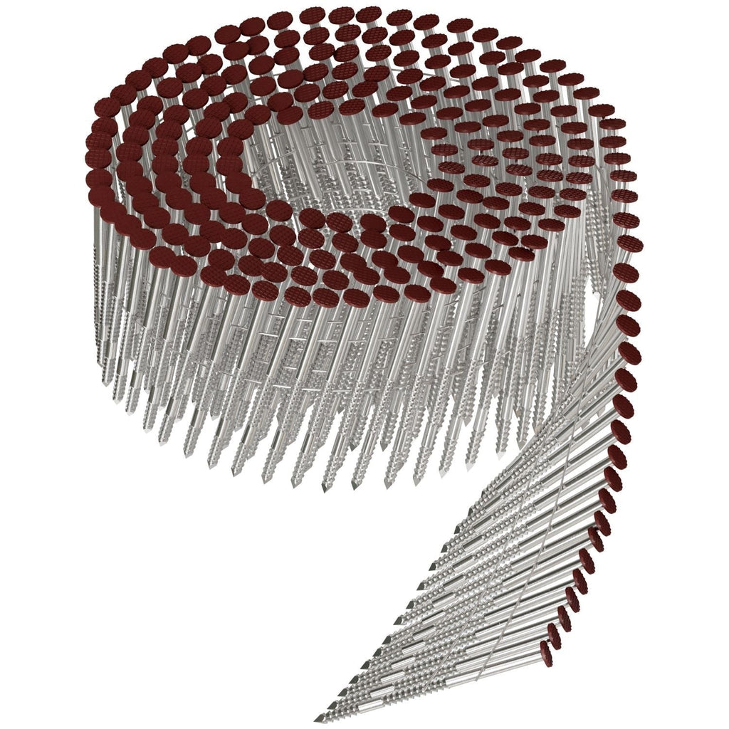 Simpson Strong-Tie S13A200CCR 15° Wire Coil, Painted Full Round Head, Ring-Shank Nail, 2-in. x .092-in. Type 304, Redwood, 3600-Pack