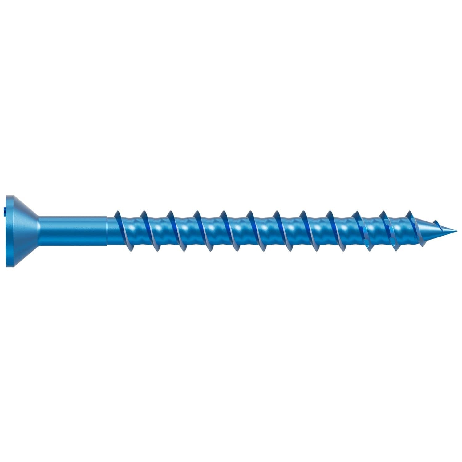 Simpson Strong-Tie TNT18214TFB Titen Turbo, 3/16-in. x 2-1/4-in. 6-Lobe Flat-Head Concrete and Masonry Screw, Blue, 2000-Pack