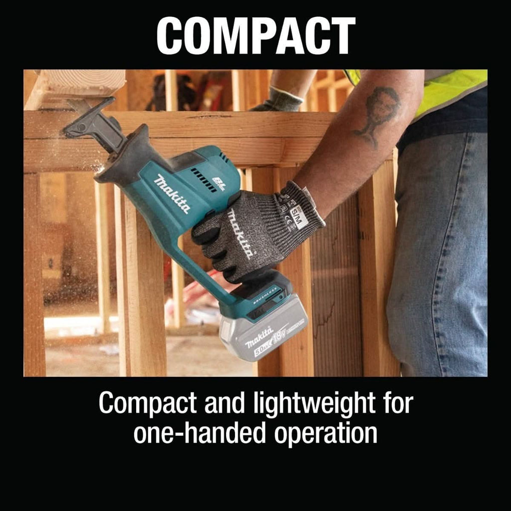 Makita XRJ08Z 18V LXT Lithium-Ion Brushless Cordless Compact One-Handed Recipro Saw, Tool Only