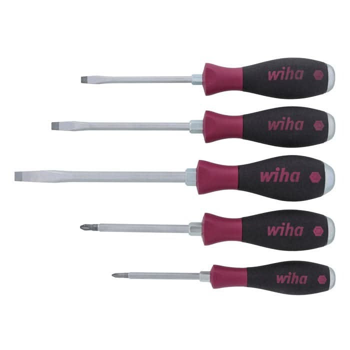 Wiha 53075 5-Piece SoftFinish X Heavy Duty Slotted and Phillips Screwdriver Set