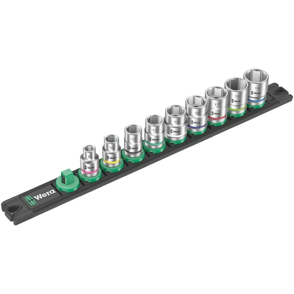 Wera Magnetic Socket Rail B 4 Zyklop Socket Set, 3/8-in. Drive, 9-Pieces