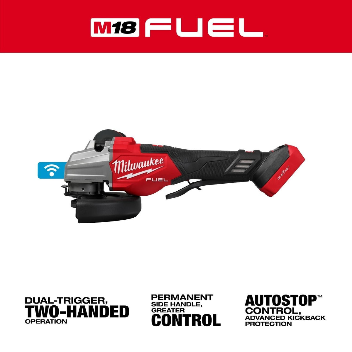 Milwaukee 3676-20 M18 FUEL 4-1/2" / 6" Dual Trigger Braking Paddle Switch Grinder w/ ONEKEY, Tool Only