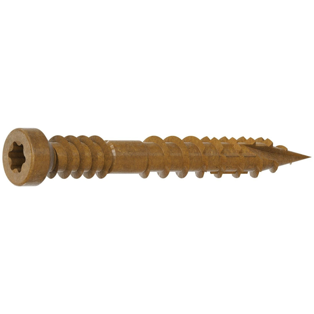 Simpson Strong-Tie FT07114R100 Finish Trim Screw, #7 x 1-1/4-in. T10, Trim-Head, Quik Guard, Tan, 100-Pack