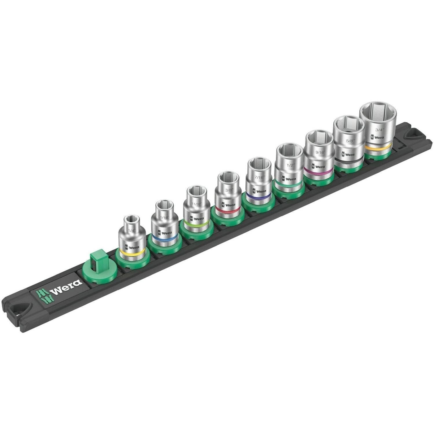 Wera Magnetic Socket Rail B Imperial 1 Zyklop Socket Set 3/8-in. Drive, Imperial, 9-Pieces