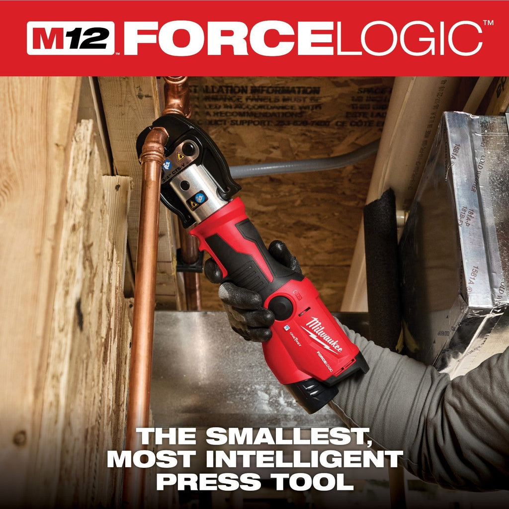 Milwaukee 2573-22 M12 FORCE LOGIC Press Tool Kit w/ ONE‐KEY with 1/2" – 1" CTS‐V Jaws