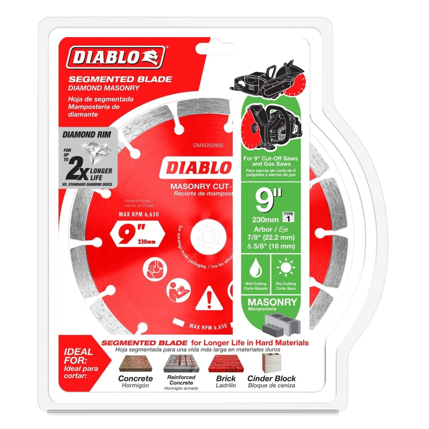 Diablo DMADS0900 9 in. Diamond Segmented Cut-Off Discs for Masonry