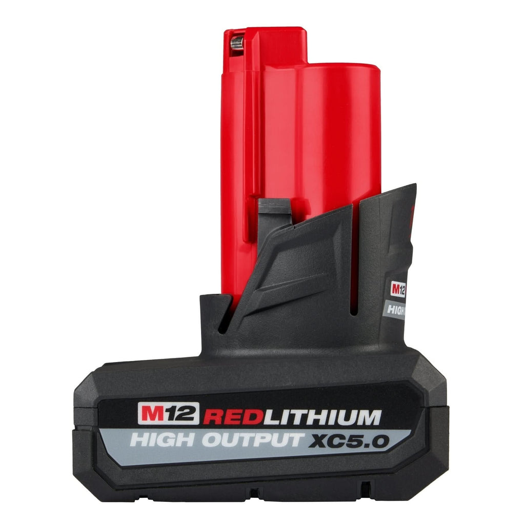 Milwaukee 2475-20 M12 Cordless Compact Tire Inflator w/ M12 REDLITHIUM HIGH OUTPUT XC5.0Ah Battery Pack