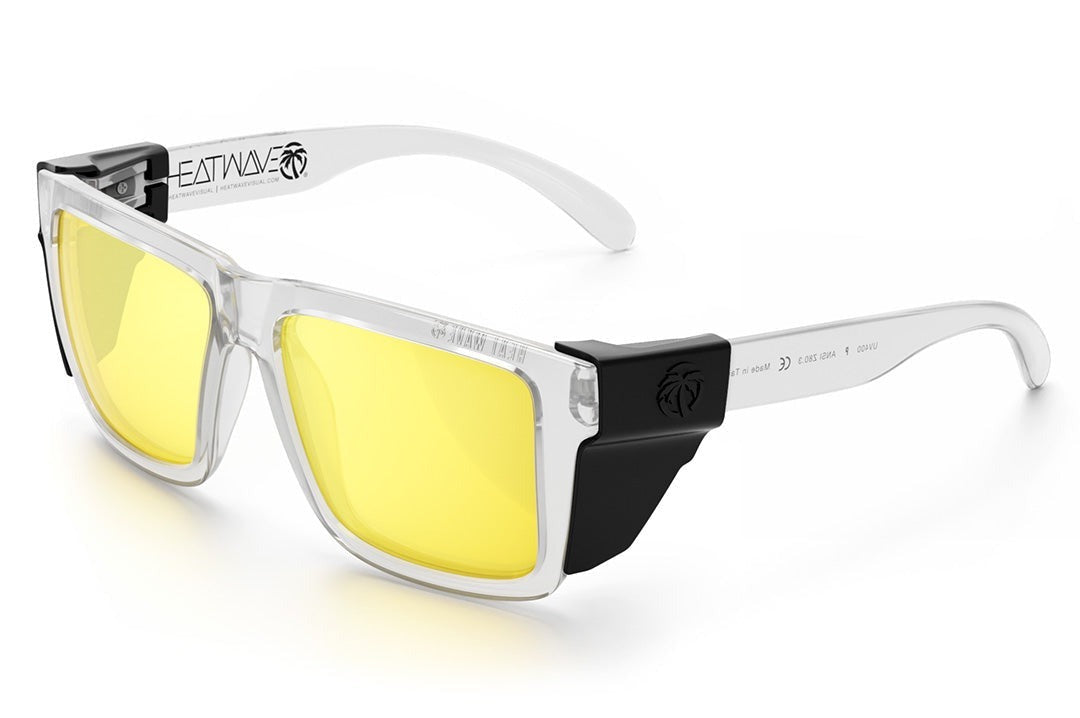 Heat Wave XL VISE Z87 Vapor Clear Frame Hi-Vis Yellow Lens Sunglasses