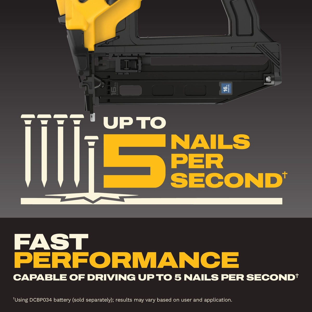 DEWALT 20V MAX* XR Cordless 16GA Straight Finish Nailer, Tool Only (DCN220B)