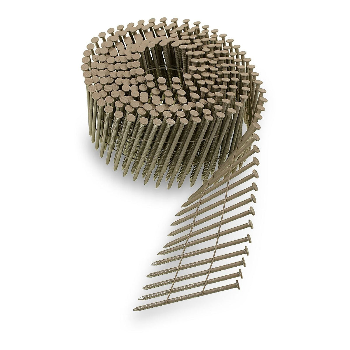 Simpson Strong-Tie S13A200CCT 15° Wire Coil, Painted Full Round Head, Ring-Shank Nail, 2-in. x .092-in. Type 304, Tan, 3600-Pack