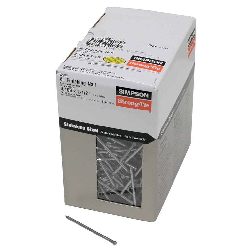 Simpson Strong-Tie S8FN5 Finishing Nail, 2-1/2-in. x .113-in. Type 304 Stainless Steel, 5-lb.