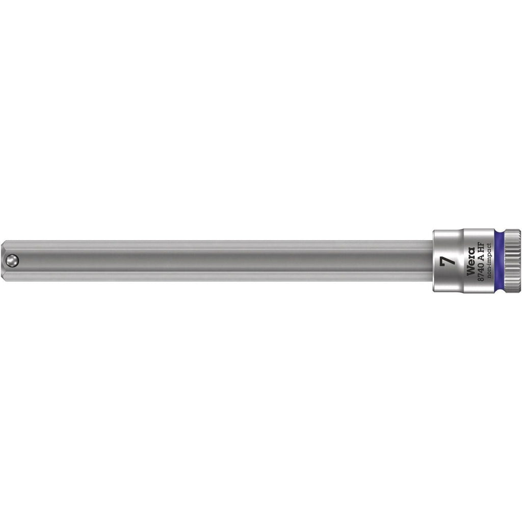 Wera 8740 A Hf Zyklop Bit Socket With Holding Function, 1/4-in. Drive, 7x100-mm.