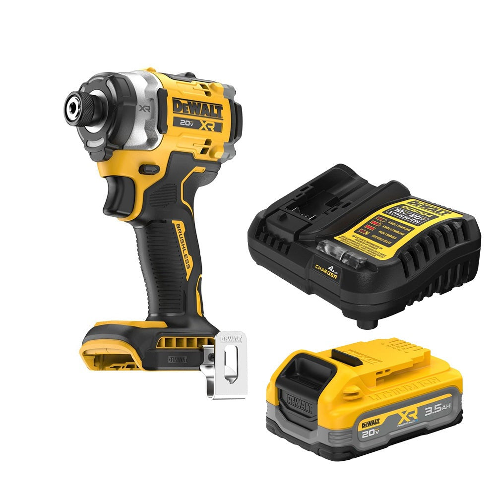 DeWalt DCF860B 20V MAX XR Brushless 3-Speed High Torque 1/4 in. Impact Driver w/ POWERSTACK 3.5Ah Battery & Charger Starter Kit