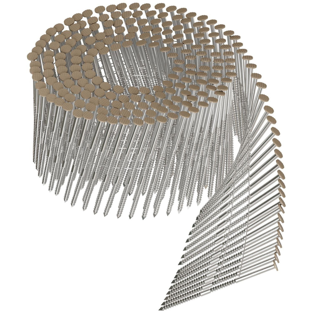 Simpson Strong-Tie S13A250CCT 15° Wire Coil, Painted, Full Round Head, Ring-Shank Nail, 2-1/2-in. x .092-in. Type 304, Tan, 3600-Pack
