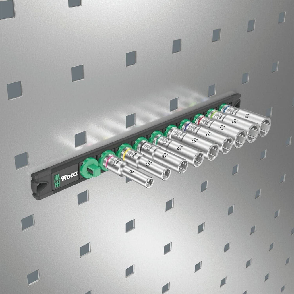 Wera Magnetic Socket Rail B Deep 1 Socket Set, 3/8-in. Drive, 9-Pieces