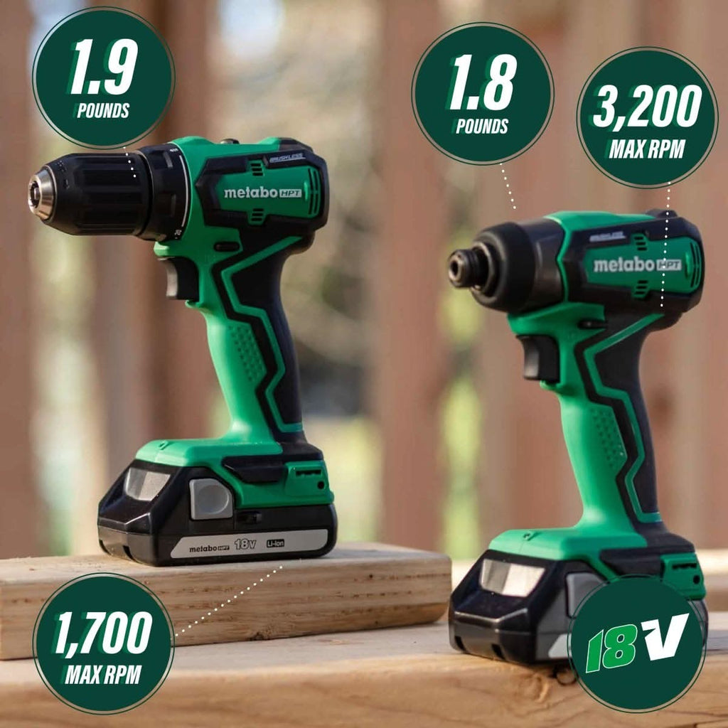 Metabo HPT KC18DDXM KC18DDX 18V Cordless Impact Driver and Drill 1.5 Ah Kit