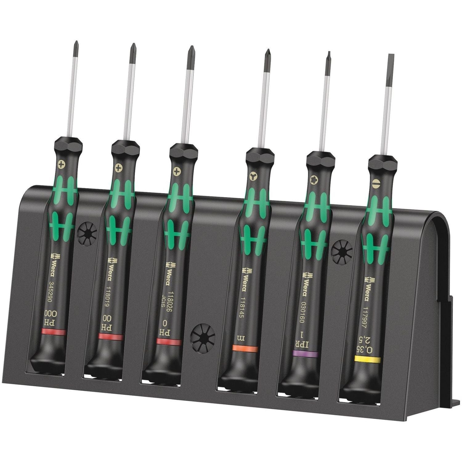 Wera 2050/6 Screwdriver Set And Rack For Electronic Applications, 6-Pieces