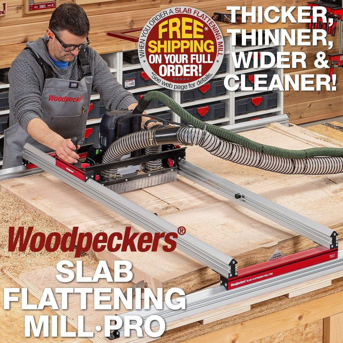 Woodpeckers Slab Flattening Mill PRO 48-1/2 in. Extended Router Sled for Large Slabs (SLBFLT-EXT-48)