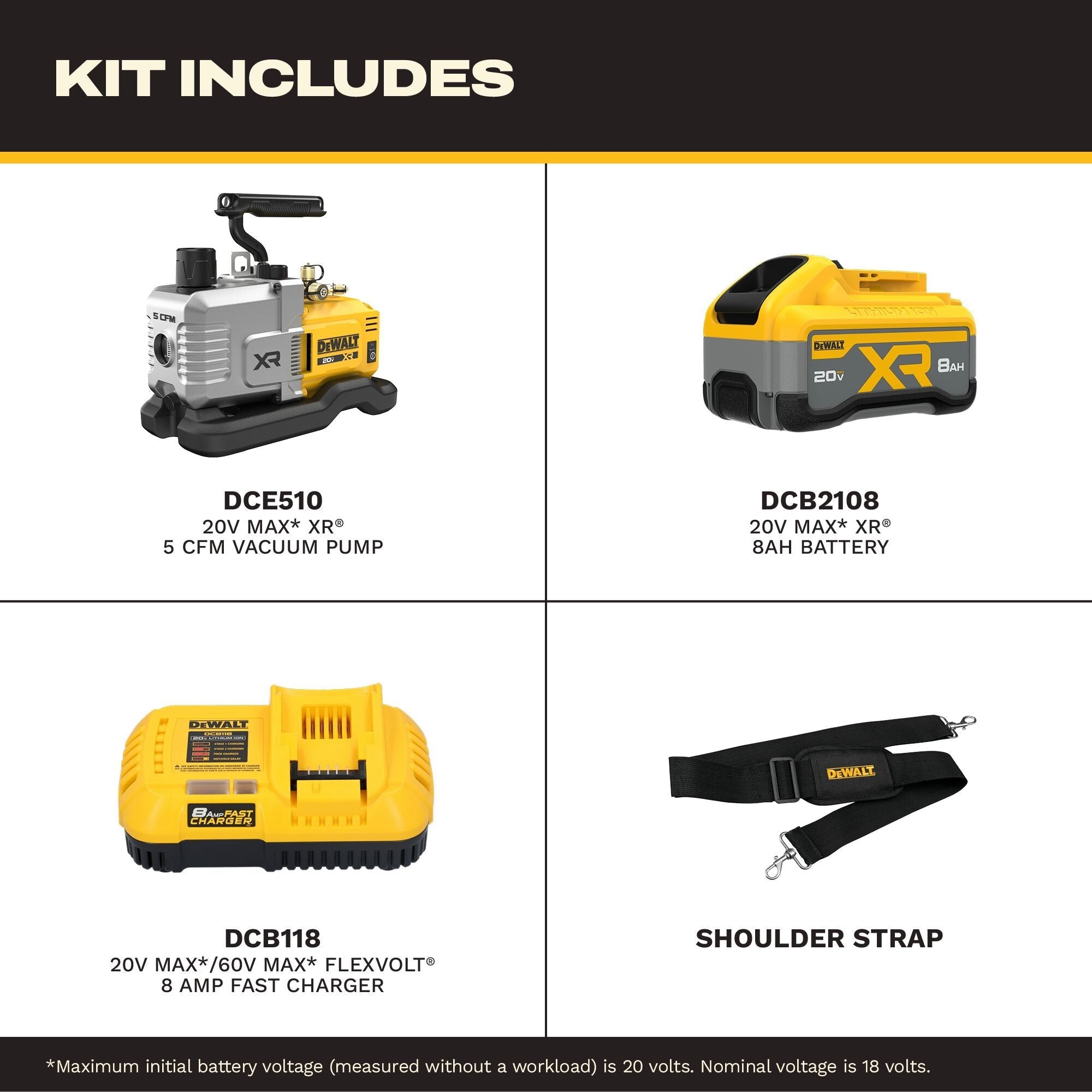 DEWALT 20V MAX XR 5-CFM Cordless Vacuum Pump 8.0Ah Kit (DCE510WW1)