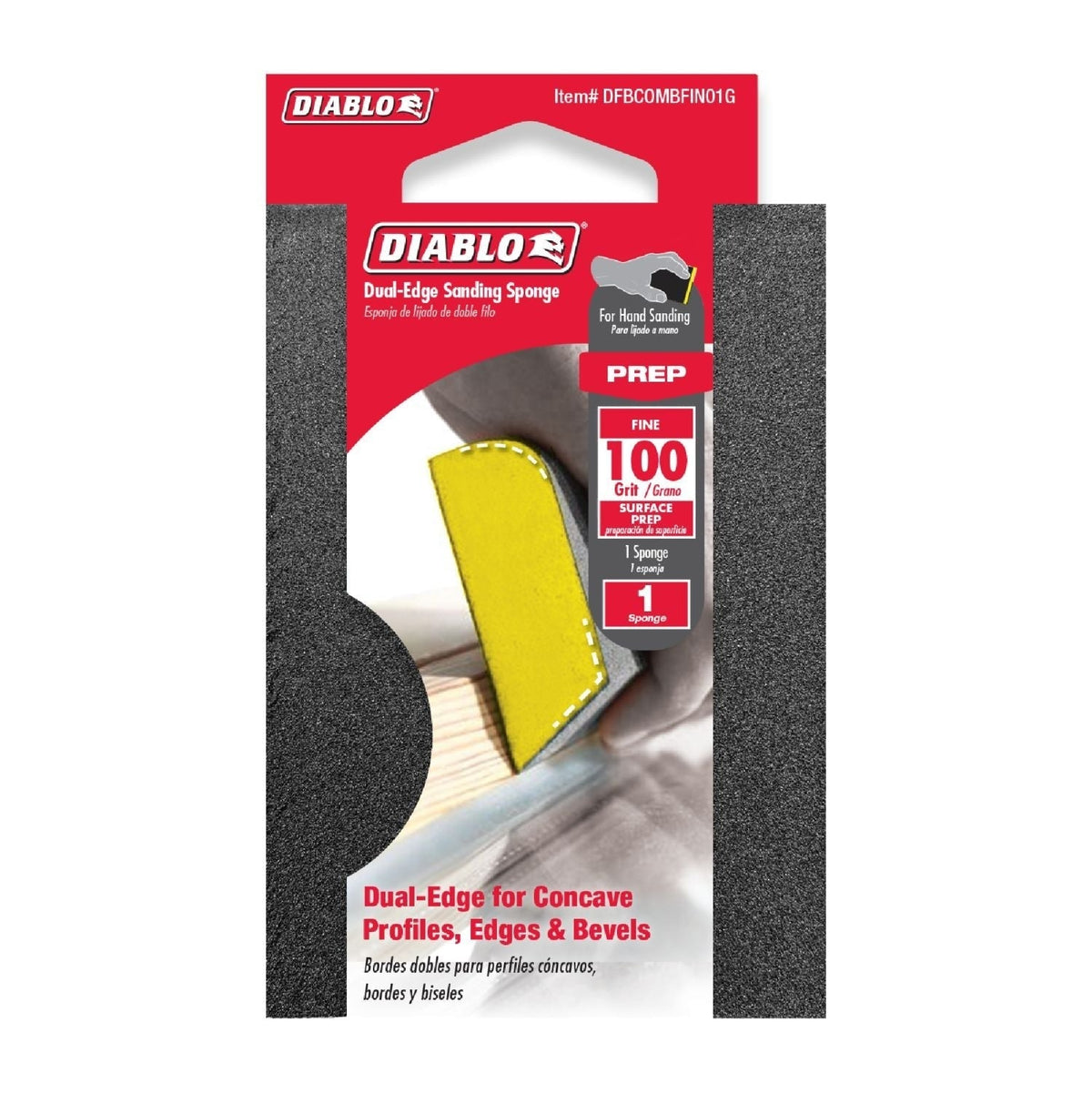Diablo DFBCOMBFIN01G Dual-Edge 100-Grit (Fine) Sanding Sponge