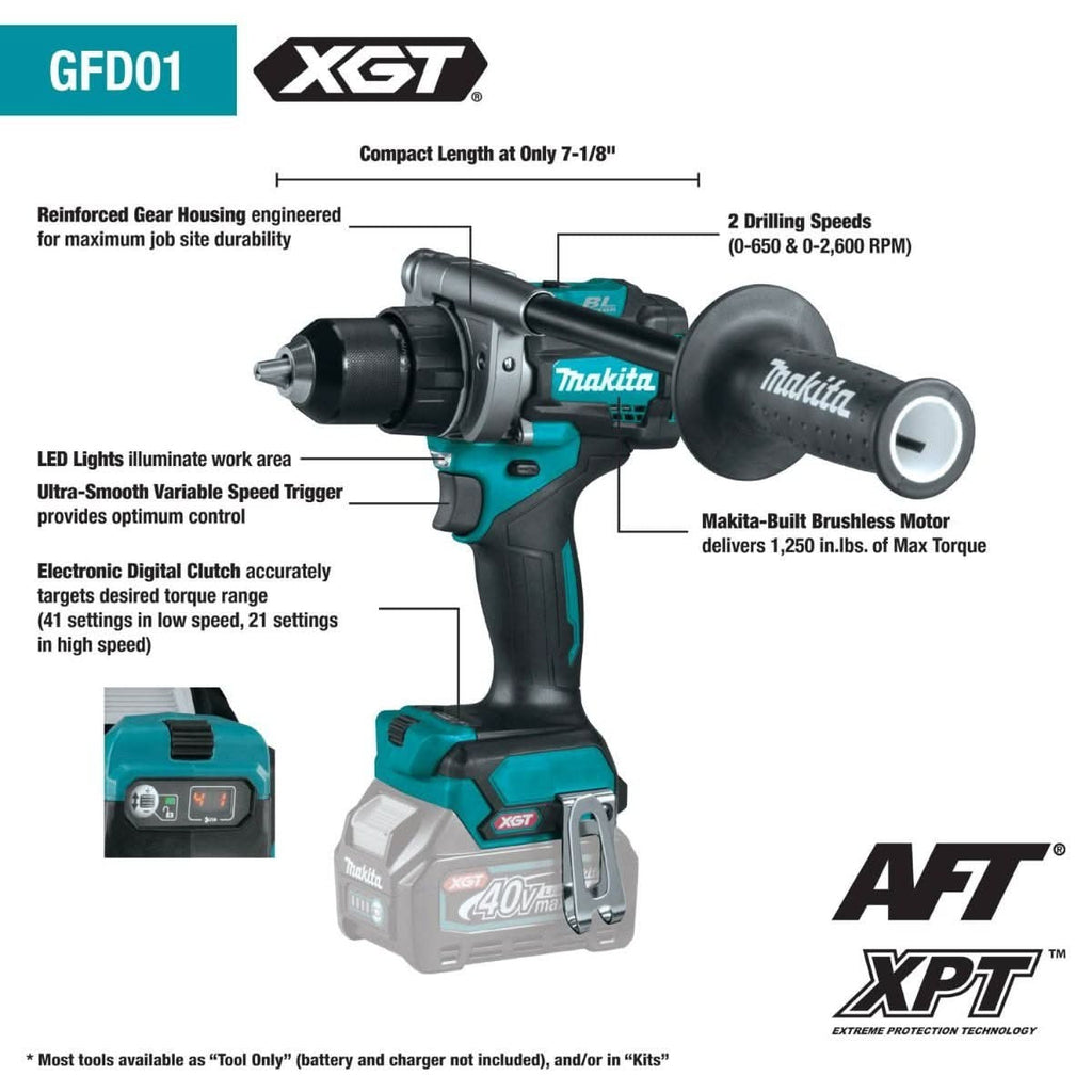 Makita GFD01Z 40V max XGT Brushless Cordless 1/2" Driver-Drill, Tool Only