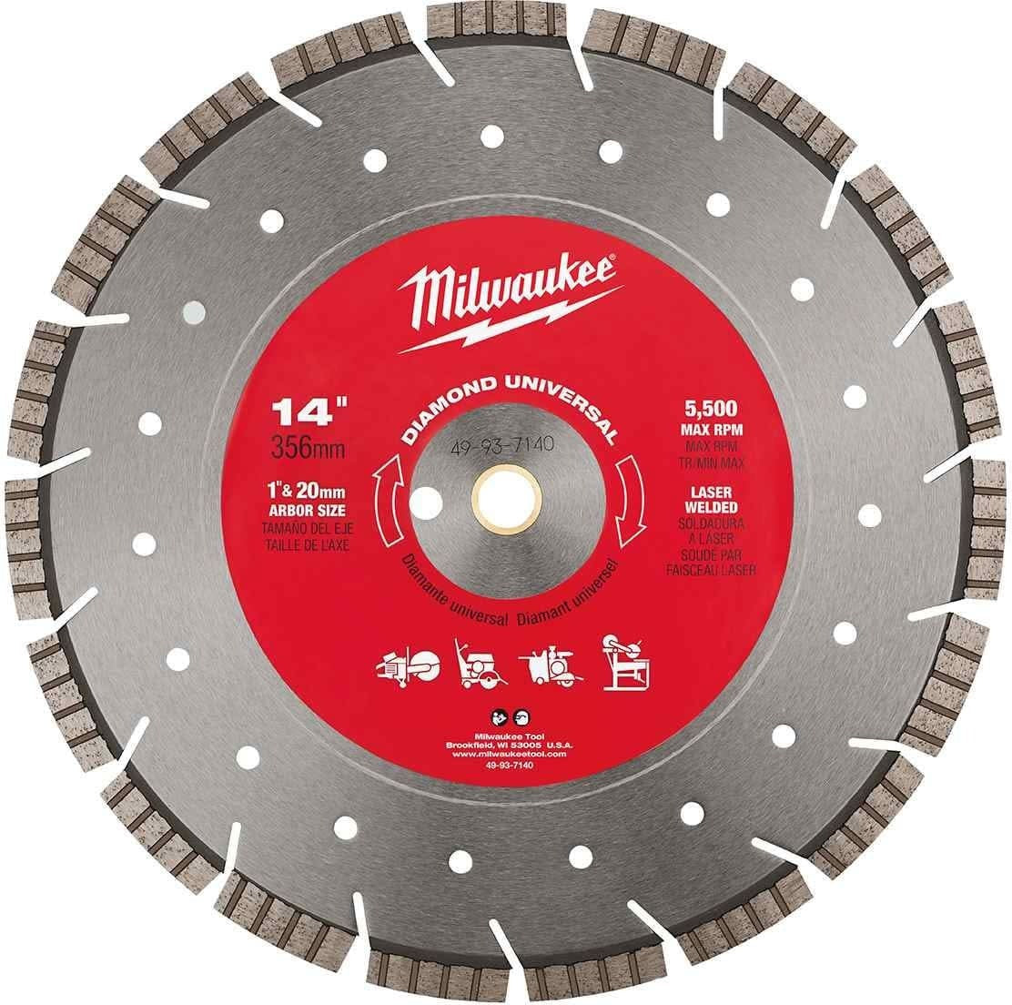Milwaukee 49-93-7140 14" DIAMOND MAX All-Purpose Segmented Turbo Diamond Blade