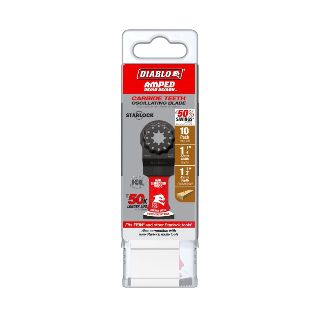 Diablo DOS125CW10 Diablo 1-1/4-in. AMPED Demo Demon Starlock Carbide Teeth Oscillating Blades for Nail-Embedded Wood, 10-Pack