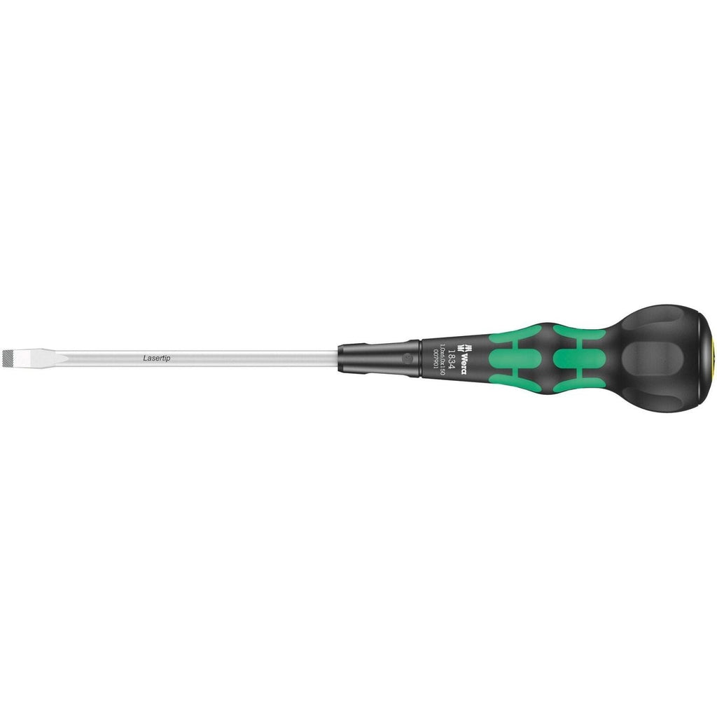Wera 1834 Kraftform Ball-Grip Slotted Screwdriver - Workshop Blade, 1x6x150-mm.