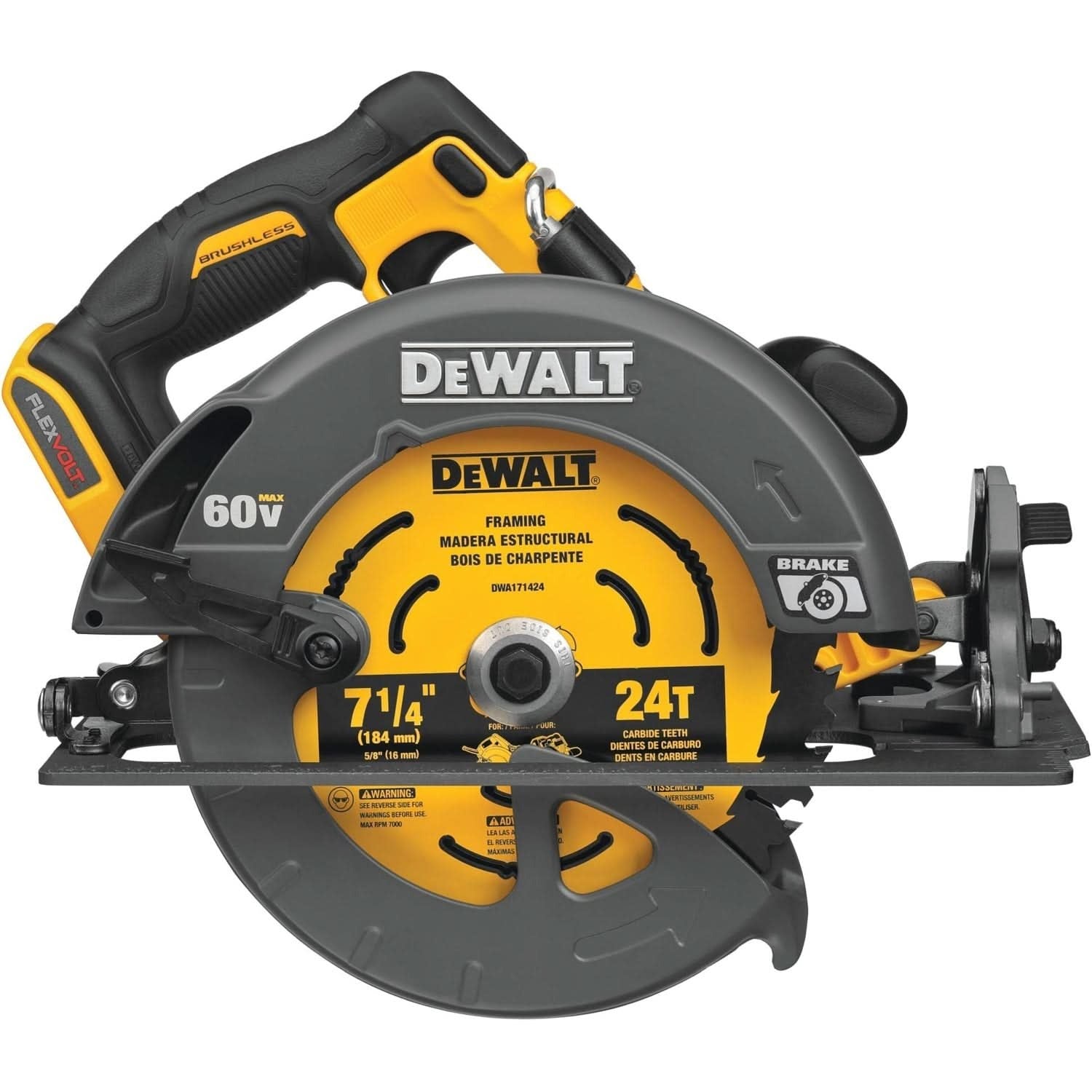 DeWalt DCS578B Flexvolt 60V Max Brushless 7-1/4 In. Cordless Circular Saw With Brake, Tool Only (PROMO)