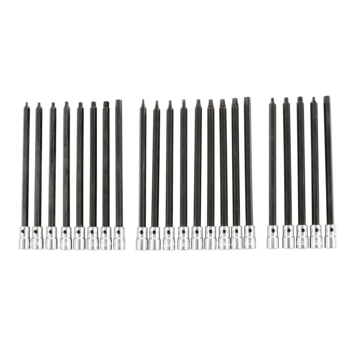 Wiha 77198 Hex/Torx 6" Long Bit Socket 1/4" Square Drive 22 Piece Set