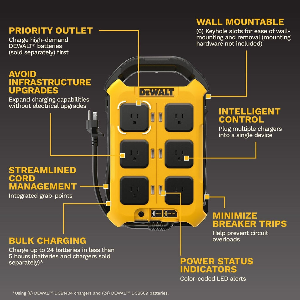 DeWALT DCBPC1615 15-Amp 6-Outlet Multi-Charger Power Controller