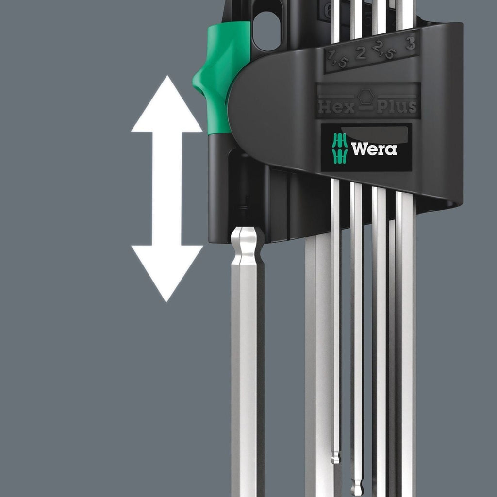 Wera 950/7 Hex-Plus Magnet 1 Magnetic L-Key Set, Metric, Chrome-Plated, 7-Pieces
