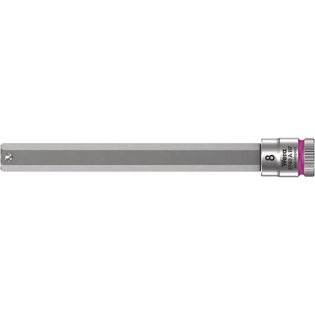 Wera 8740 A Hf Zyklop Bit Socket With Holding Function, 1/4-in. Drive, 8x100-mm.