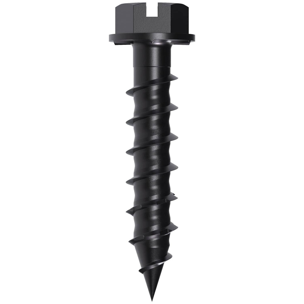 Simpson Strong-Tie TNTBL25114H Titen Turbo, 1/4-in. x 1-1/4-in. Hex-Head Concrete and Masonry Screw, Black, 100-Pack