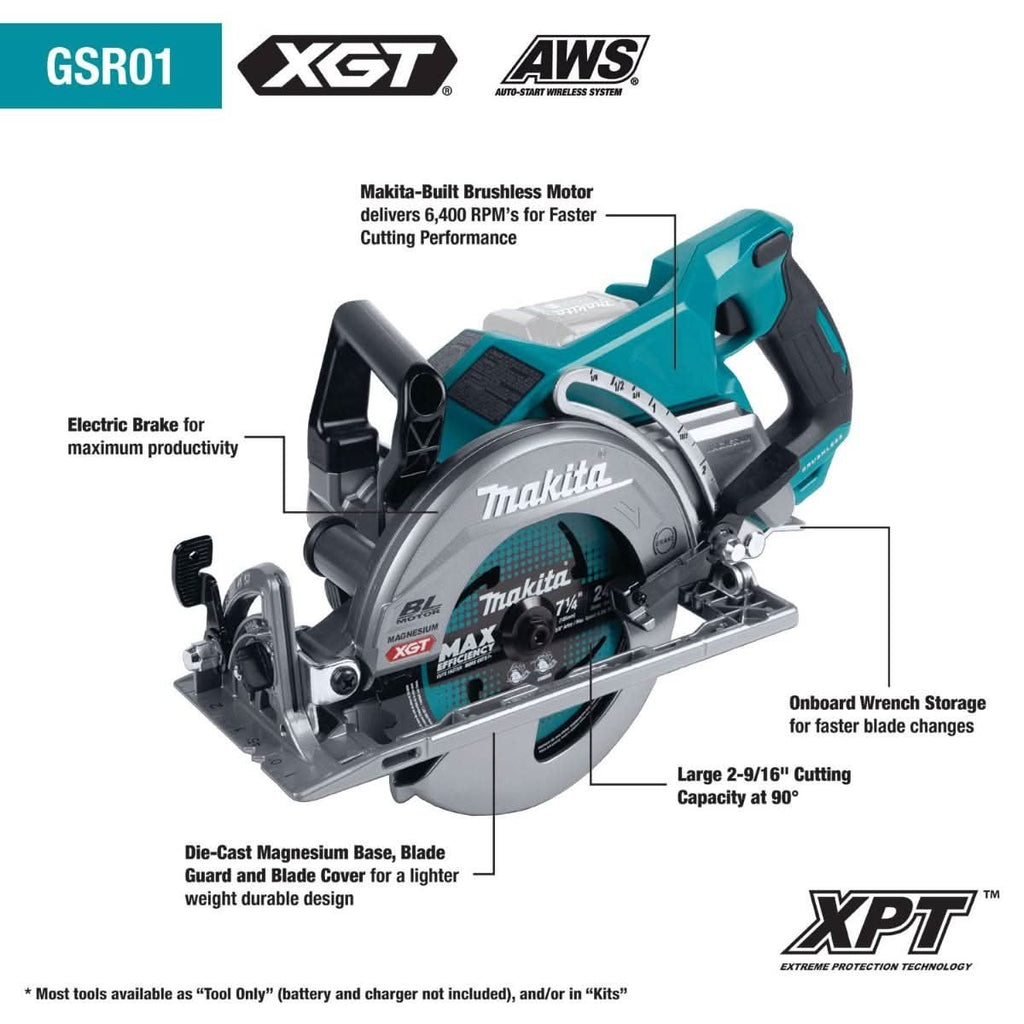 Makita GSR01Z 40V max XGT Brushless Cordless Rear Handle 7-1/4"Â Circular Saw, Tool Only
