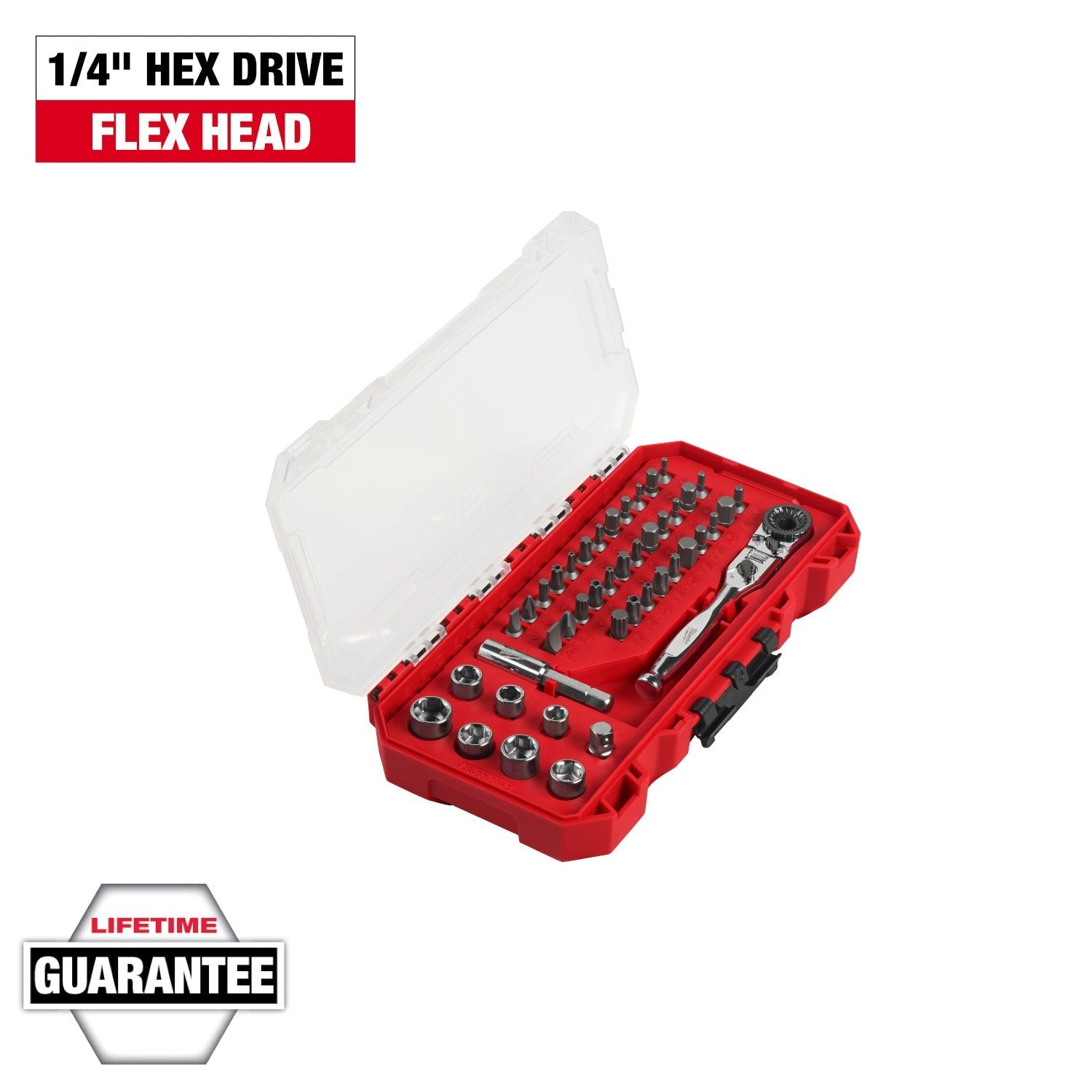 Milwaukee 44pc. 1/4-in. Hex Drive Mini Flex Head Ratchet & Bit Set (48-22-2952)