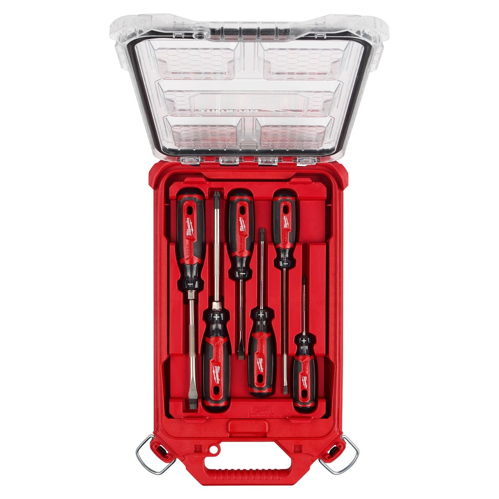 Milwaukee MT200-6P 6-Piece Cushion Grip Screwdrivers PACKOUT Low-Profile Compact Organizer Set