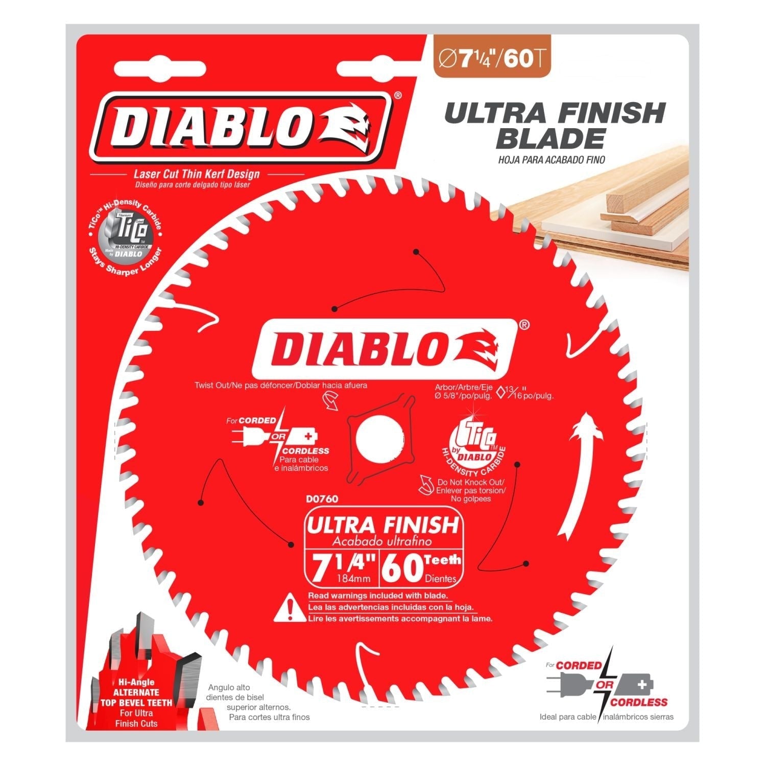 Diablo D0760A 7-1/4 in. x 60-Tooth Ultra Finish Saw Blade