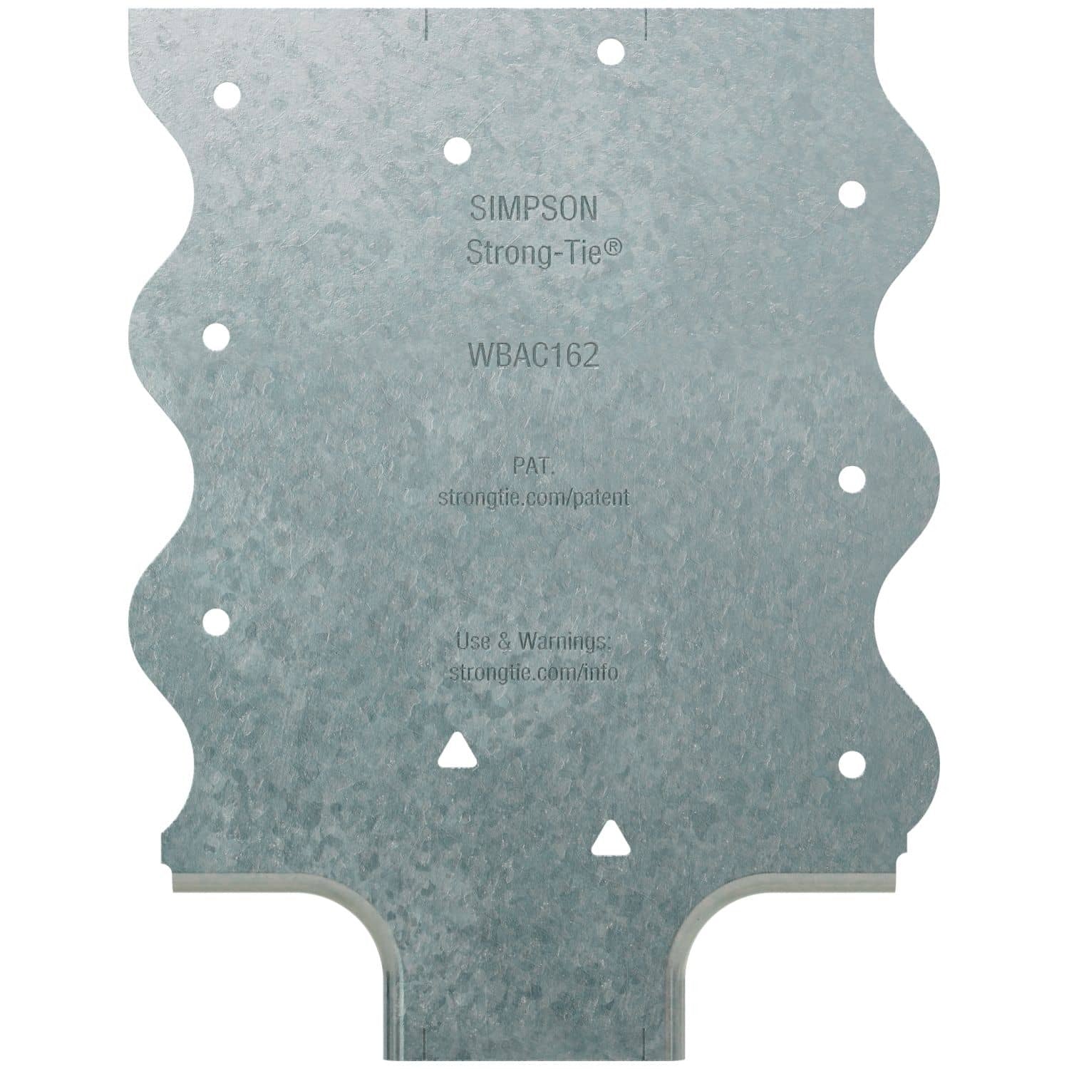 Simpson Strong-Tie WBAC162-R50 WBAC Wood Backing Steel Connector for 1-1/4-in. to 1-5/8-in. Flange, 50-Pack