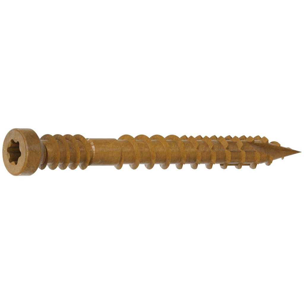 Simpson Strong-Tie FT07112MB Finish Trim Screw, #7 x 1-1/2-in. T10, Trim-Head, Quik Guard, Tan, 4000-Pack